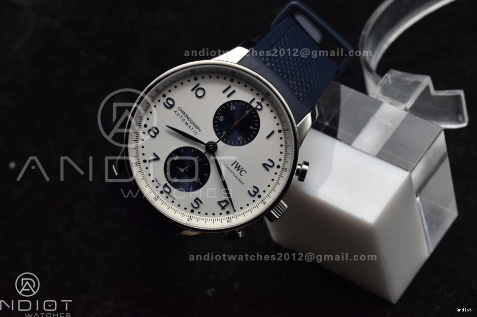 Z+F Strap A69355 Portuguese IW3716 Rubber Blue 1:1 White Blue on Best Chrono Dial Edition 1104